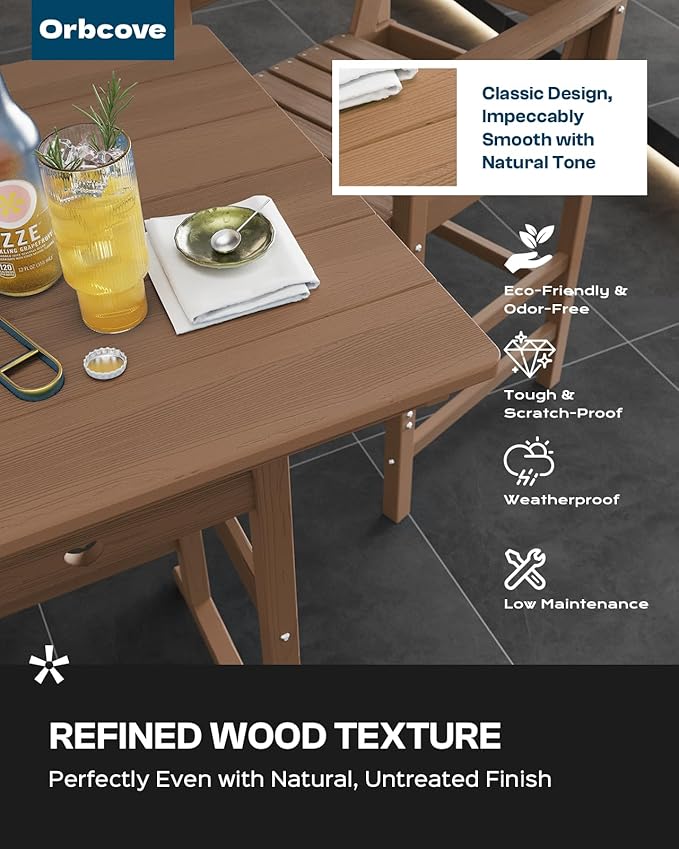 Patio Bar Table,Adirondack Chairs and Table 5 Pieces Set, Bar Height Chairs Set of 4 and Bar Table, Outdoor Bar Stools Set,Weather-Resistant Outdoor Furniture for Deck, Balcony, Poolside Easy Assembly