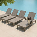 Outdoor Chaise Lounge Set of 4,Lightweight Patio Chairs,Waterproof Sun Loungers Chair Outdoor,5-Positions Adjustable Pool Lounge Chair for Garden Beach Patio Poolside Lawn and Deck,Striped Grey