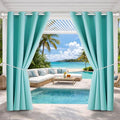 Waterproof Outdoor Curtain W52 x L63 - Grommet Top Sunlight Blocking Window Treatment Drapes Blackout Curtains for Home Bedroom Living Room Outdoor Patio Porch Pergola (Teal Blue, 2 Panels)