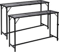 REDCAMP 55 Inch Outdoor Bar Table, 2 Pack Folding Paito Bar Height Hot Tub Table with Waterproof Mesh Top for Balcony, Garden, Poolside, Indoor, Rectangle Black