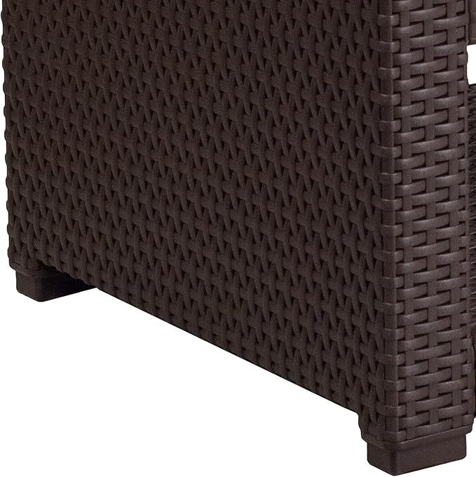 Flash Furniture Seneca Chocolate Brown Faux Rattan End Table