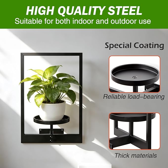 Wall Hanging Plant Stands Planter Shelves, Indoor Outdoor Window Plant Hanger Decor for Living Room Entryway (Gold 3-Pack)