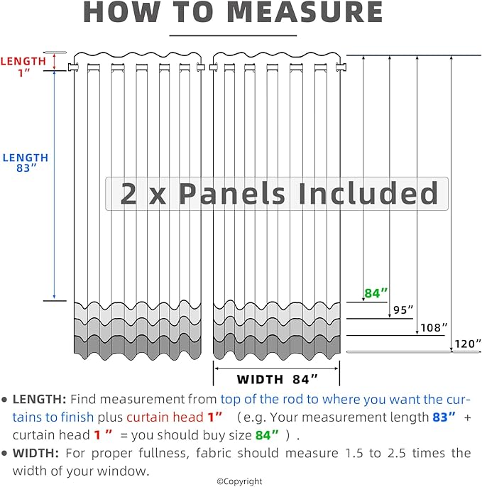 Outdoor Indoor Curtains W84 x L108 for Patio - Weather-resistant Window Panels Privacy Protect Grommet Top Thermal Insulated Home Curtain for Porch Pergola Lawn Garden Hot Tub Area (2 Panels)
