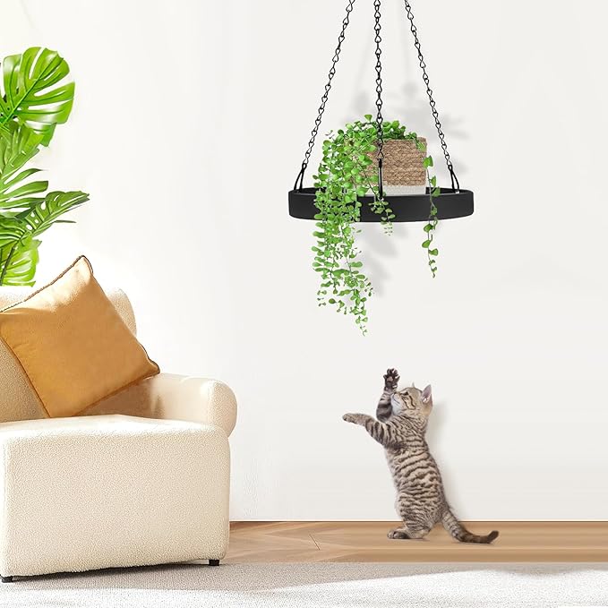 Plant Hanger Indoor Outdoor, Hanging Planter Baskets for Outdoor Indoor Plants, Hanging Plant Holder for Plants, Metal Window Plant Hanger, Black Hanging Plant Shelf, 1 Pack