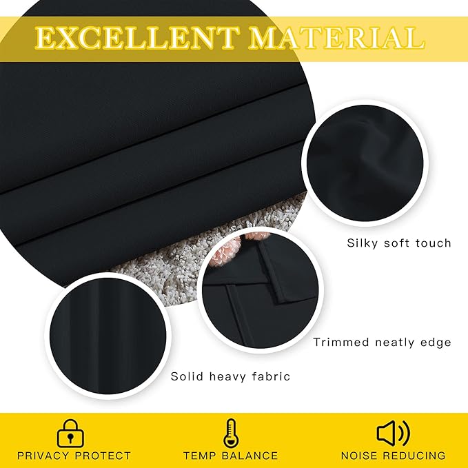 NICETOWN Blackout Curtain for Sliding Door, Patio Door Curtains, Thermal Insulated Wide Drapes/Draperies for Bedroom (Black, 80 by 84 inches)