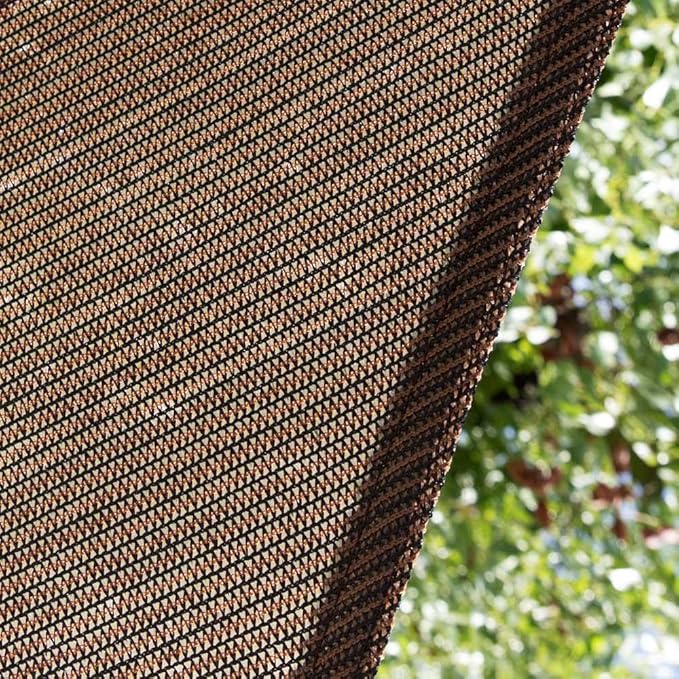 Amgo Custom Size 24' x 24' x 24' Brown Triangle Sun Shade Sail Order to Make Canopy Awning UPF50+ AGSLT, 95% UV Blockage, Water & Air Permeable, 200GSM Commercial Standard (We Customize)