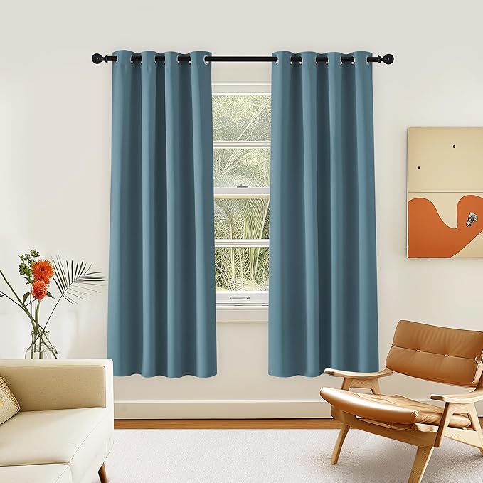 NICETOWN Room Darkening Curtain for Living Room - Energy Saving Thermal Insulated Grommet Room Darkening Curtain/Drape for Bedroom (1 Panel, 46 by 72, Smoky Blue)