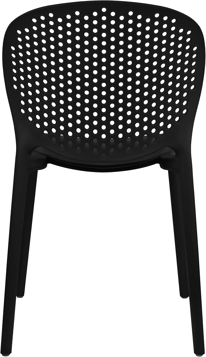 2xhome Patio Dining Chair | Modern Stackable Outdoor Pool Side Chair | Weather Resistant Plastic for Yard, Porch, Balcony, Kitchen, Black, Single, Set of 1
