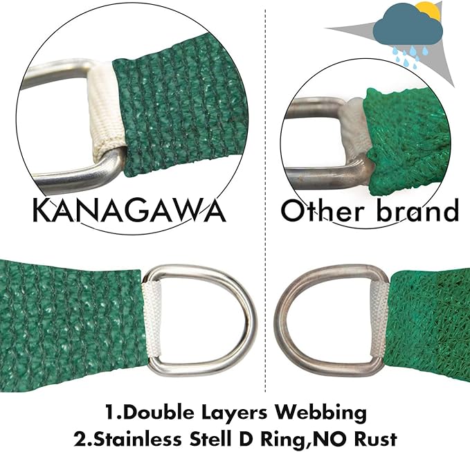KANAGAWA Sun Shade Sail 10'x13' Dark Green Rectangle UV Block Canopy Awning Shelter Fabric Cloth Screen for Outdoor Patio Garden Backyard