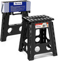 ACSTEP Folding Step Stool 16 Inch Heavy Duty Step Stool Foldable for Adults and Kids, Collapsible Stepping Stool with Handle, Non Slip Folding Stools for Kitchen Hold Up to 400lbs (Black 1PC)
