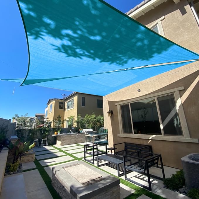 SUNLAX Sun Shade Sail 8' x 8' x 8' Turquoise Blue Triangle Canopy Sail Shade Cover UV Block Permeable Sunshade Outdoor for Patio Backyard (We Make Custom Size)