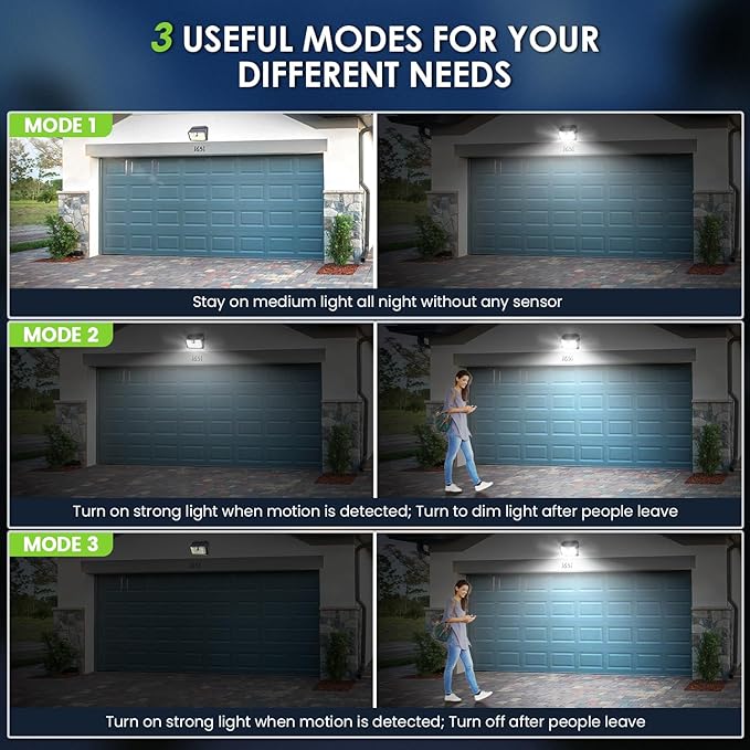 CLAONER Solar Lights Outdoor [𝟒 𝐏𝐚𝐜𝐤/126 LED], Wireless Motion Sensor Lights, IP65 Waterproof Security Lights 3 Modes, 270° Lighting Angle, Ultra-Bright Wall Lights for Deck Patio Fence Garage