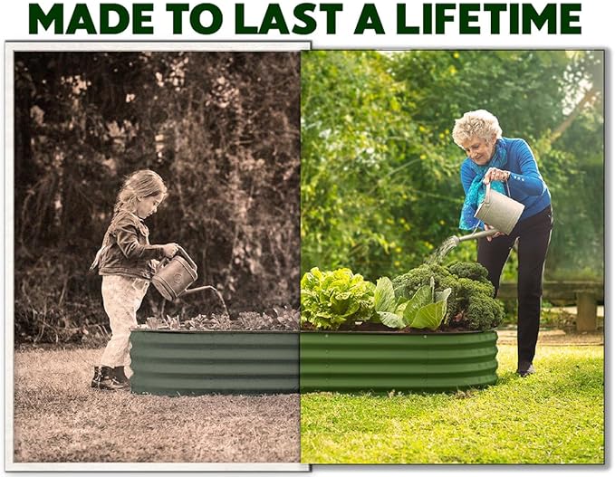 Plant & Plot Galvanized Raised Garden Beds Outdoor // 4×2×1 ft (2-Pack) Planter Raised Beds for Gardening, Vegetables, Flowers // Large Metal Garden Box // Patented Tool-Free Design (Olive Green)