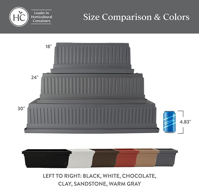 The HC Companies 30 Inch Venetian Window Planter Box with Drainage Plug, Lightweight UV-Resistant Plastic Indoor & Outdoor Planters, 2-Pack Flower Box for Garden & Home Decor, Sandstone