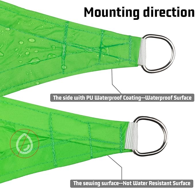 LOVE STORY Right Triangle 6'x8'x10' Waterproof Sun Shade Sail Canopy UV Block for Outdoor Patio Backyard Carport,Fruit Green(We Make Custom Size)