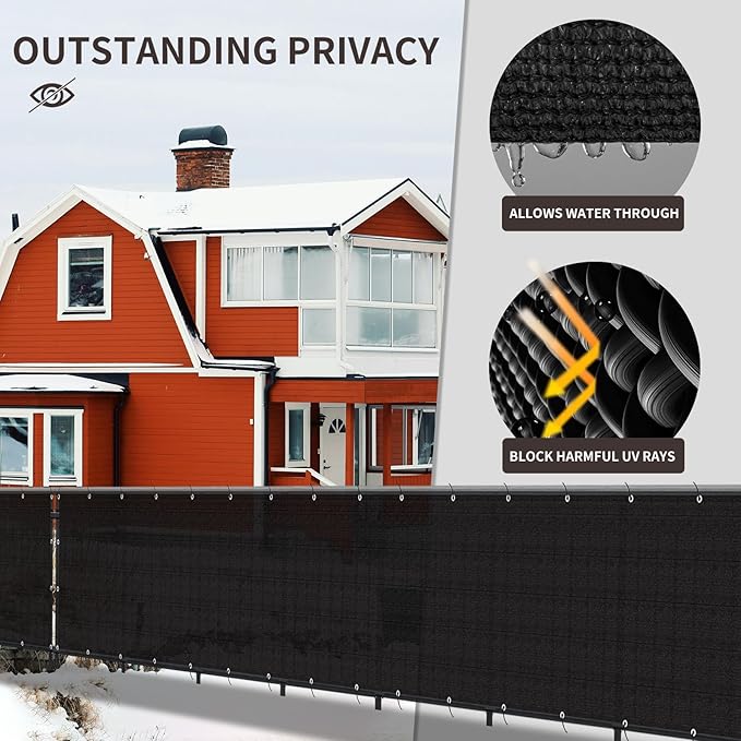 LOVE STORY Custom Size 3.3'x24' Black Balcony Privacy Screen,UV Block Privacy Fence Screen,90% Shield for Outdoor Pool Garden Apartment Railing
