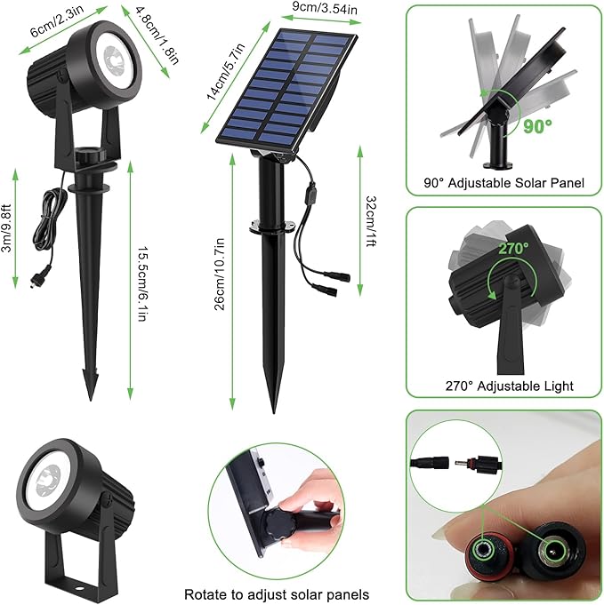 Solar Spotlights Outdoor Waterproof, RGB Landscape Spotlights, Christmas Decorative Solar Spot Lighting for Garden, Yard, Pathway, Lawn, Poolside, Party, 4-in-1 Mounted (RGB, 2 Pack)