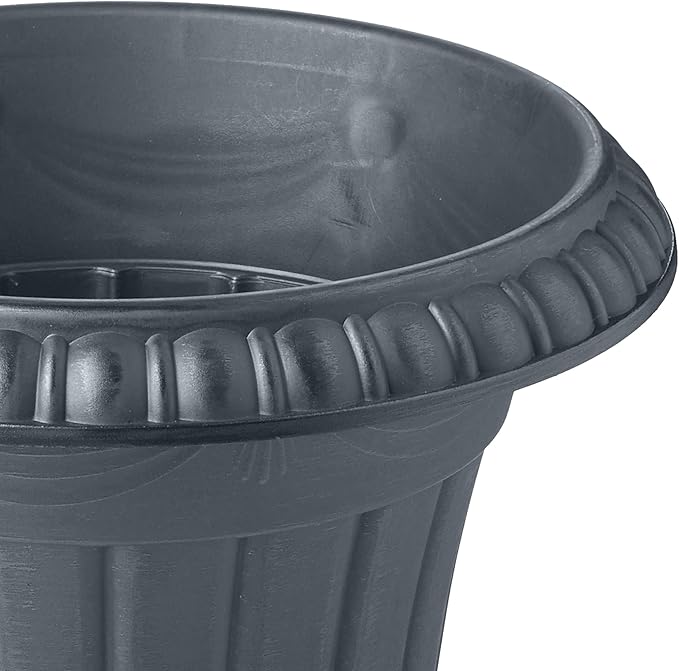 Arcadia Garden Products PL10GY Indoor/Outdoor Classic Traditional Plastic Urn Planter, 15" x 13", Gray