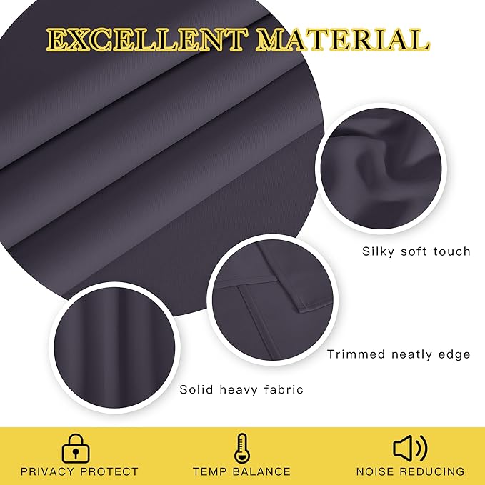 NICETOWN Room Darkening Curtain for Living Room - Energy Saving Thermal Insulated Grommet Room Darkening Curtain/Drape for Bedroom (1 Panel, 46 by 72, Greyish Purple)
