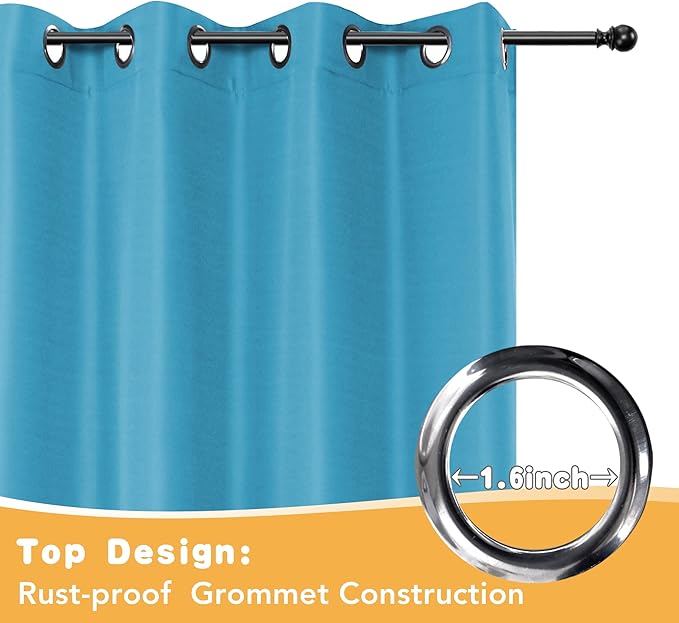 HolidayIdeas Outdoor Curtains for Patio Waterproof, 4 Panels - 54 x 108 Inch - Privacy Protection & Light Filtering Curtains Teal Grommet Outside Curtains for Porch, Gazebo, Pergola, Backyard