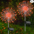 Solar Garden Lights Outdoor, 2 Pack 120 LED Twinkling Firework Lights Decorative with 2 Modes, Outdoor Waterproof Solar Starburst Light for Outside Yard Pathway Garden Decor, Orange