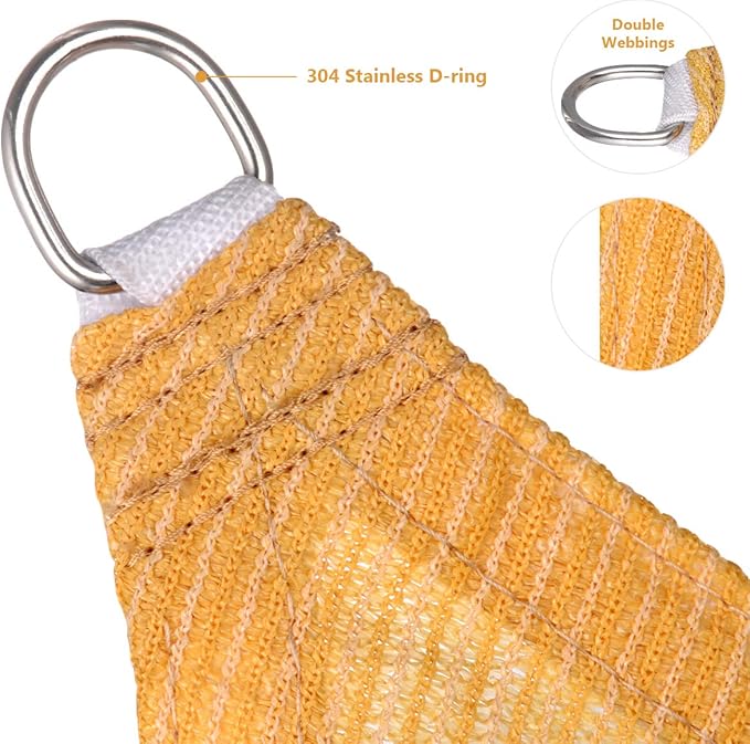 Eden's Decor Straight Flat-Edged Sun Shade Sail Rectangular 12' x 16' Wheat UV-Blocking Outdoor Canopy Fabric Cloth Awning for Pergola Patio Garden Backyard Custom Size