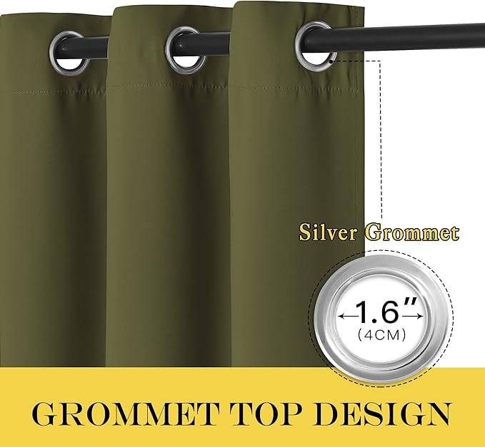 NICETOWN Blackout Doorway Curtain Drape 78 inch Long - Grommet Noise Reducing Thermal Insulated Solid Modern Window Treatments for Bedroom Closet (1 Panel, 52 x 78 Inch, Olive Green)