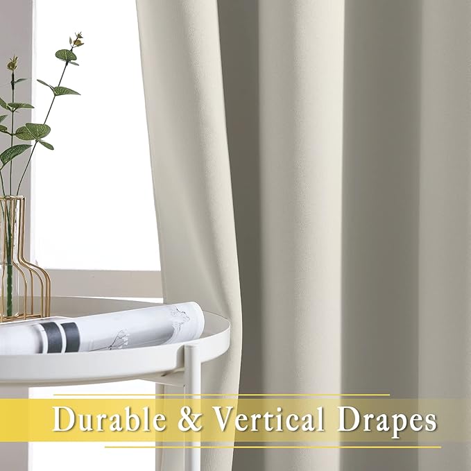 NICETOWN Sliding Door Window Treatment Blackout Patio Door Curtain Panels, Privacy Thermal Drapes for Bedroom Living Room Department with Grommet Top (Natural, W66 x L110)