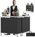 VINGLI 39" Portable Bar Table, 3-Tier Shelves, Mobile Bar Table for Events, Party, Camping, Picnic, Tradeshow, Indoor with Black Skirt(1 Pack) (2, 39")