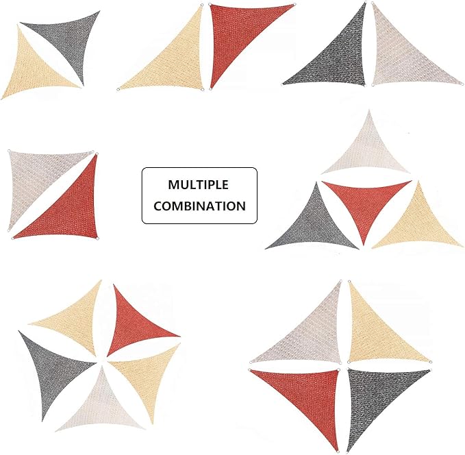 ASTEROUTDOOR Sun Shade Sail Triangle 16' x 16' x 22.64' UV Block Canopy for Patio Backyard Lawn Garden Outdoor Activities, Cream