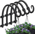 4 Pack 12Inch Plant Hanger, Sturdy Hanging Plant Bracket Hooks Outdoor, Bird Feeder Hanger for Bird Feeders, Planters, Lanterns, Wind Chimes Indoor Outdoor (Black)