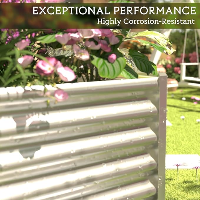 FRIZIONE 3pcs 4x2ft Galvanized Raised Garden Bed Outdoor,Above Ground Garden Bed for Vegetable,Metal Raised Beds for Flower,Steel Raised Beds for Gardening