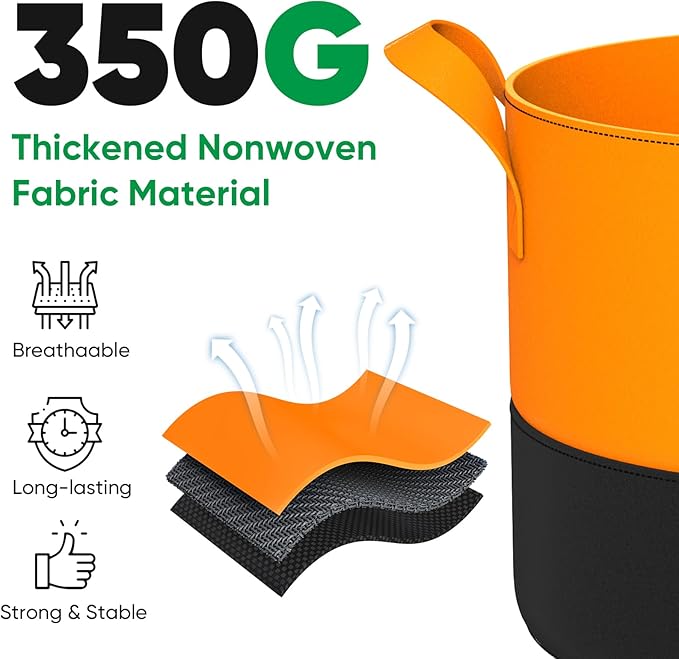 10 Gallon Grow Bags: 6 Pack 350G Heavy Duty Thickened Colorful Potato Grow Bags with Handles - Felt Nonwoven Garden Fabric Bags Gardening Pots for Vegetable Fruit Flowers Herbs Tomato Growing