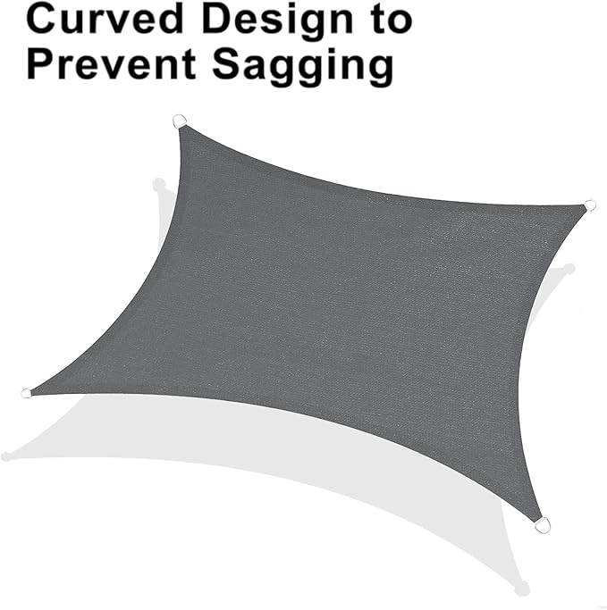 LOVE STORY Custom Size 8'x15' Dark Grey Sun Shade Sail Rectangle UV Block Canopy Patio Sail Sunshades Fabric for Outdoor Garden Carport (We Make Custom Size)