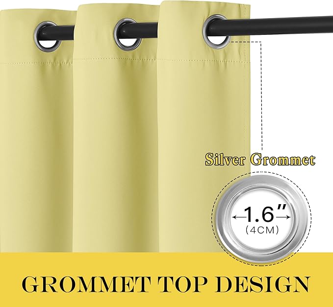 NICETOWN Blackout Curtains for Sliding Glass Door Room Divider Noise Reduce Curtain Panel Portable Window Screen Sliding Partition, W100 x L102 inches, 1 Panel, Paler Yellow