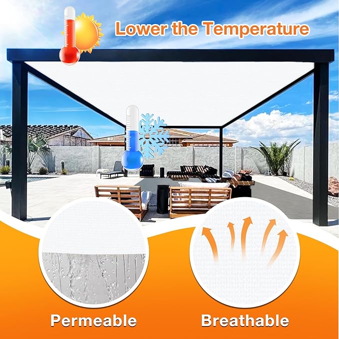 Artpuch Outdoor Pergola Shade Cover 9' X 18' Sun Shade Cloth with Grommets, 90% UV Protection Canopy Patio Privacy Screen (Customized Available) GN107, White