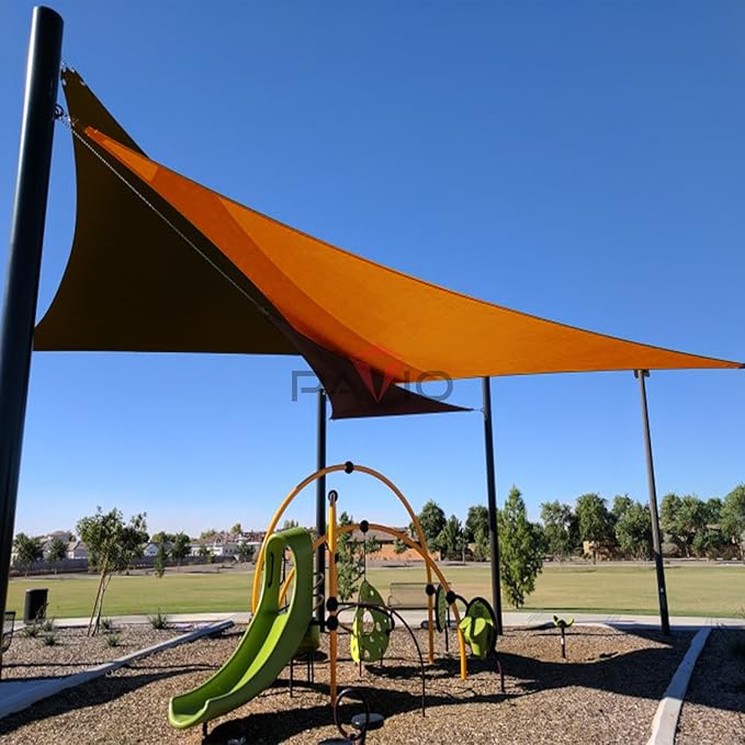 Patio Paradise 16' x 16' x 16' Sun Shade Sail Triangle Canopy Shade Cloth Fabric Sunlight Block Patio Pergola Cover HDPE Deck Awning for Outdoor Backyard Roof Shading, Orange