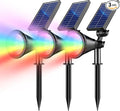 Solar Spot Lights Outdoor, Color Changing Spot Lights Outdoor 36 LEDs, Adjustable Solar Powered Multicoloured Spotlights Wall Lights for Garden Holiday Christmas Decorations-3 Pack (RGB)
