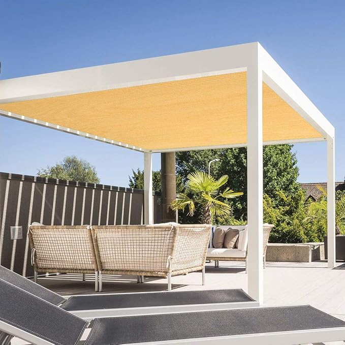 Eden's Decor Straight Flat-Edged Sun Shade Sail Rectangular 8' x 16' Wheat UV-Blocking Outdoor Canopy Fabric Cloth Awning for Pergola Patio Garden Backyard Custom Size