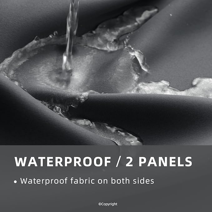 DIVA EN CAMINO DEC Outdoor Patio Curtain Waterproof Darkening Thermal Insulated Indoor Curtains for Bedroom, Porch, Living Room, Pergola, Cabana, W52 x L132, Dark Gray, Set of 2 Panels