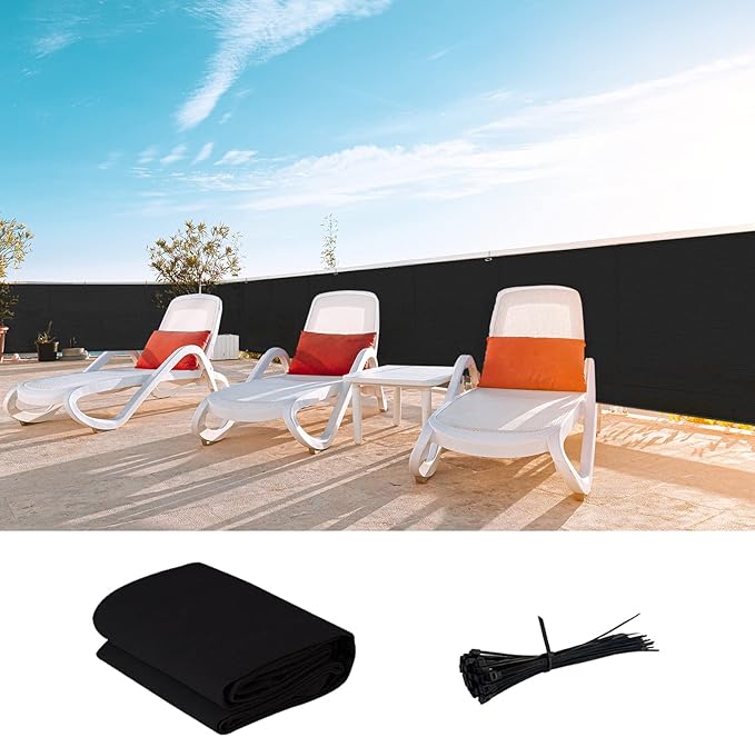 LOVE STORY Custom Size 3'x4' Black Balcony Privacy Screen,UV Block Privacy Fence Screen,90% Shield for Outdoor Pool Garden Apartment Railing