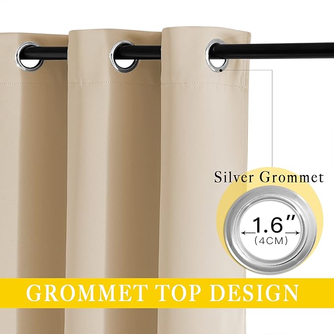 NICETOWN Sliding Door Blinds Window Treatment, Blackout Patio Door Curtain Panels, Privacy Thermal Drapes for Department (Biscotti Beige, W80 x L84)