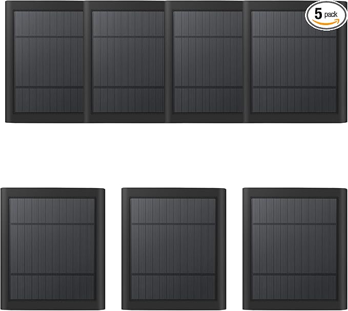 USB-C to Ring Barrel Plug 7Pack 4W Solar Charger for Ringing Spotlight & Stick Up Outdoor Cam, Black, High Efficiency, 10FT/3M Long Cable with IP65 dustproof and Waterproof