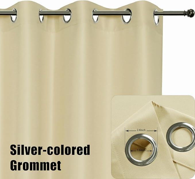 BONZER Extra Wide Waterproof Outdoor Curtains for Patio Heavy Privacy Light Filtering Grommet Outside Curtains for Porch, Pergola, Gazebo, 1 Panel, 150W x 84L inch, Cream