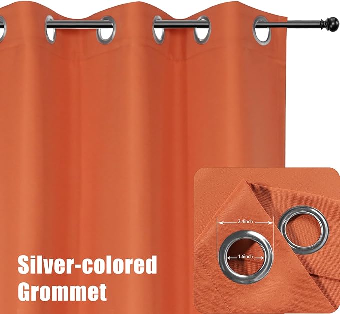 BONZER Outdoor Curtains for Patio Water Resistant Heavy Privacy Light Filtering Grommet Outside Curtains for Porch, Pergola, Gazebo, 1 Panel, 54W x 84L inch, Mecca Orange