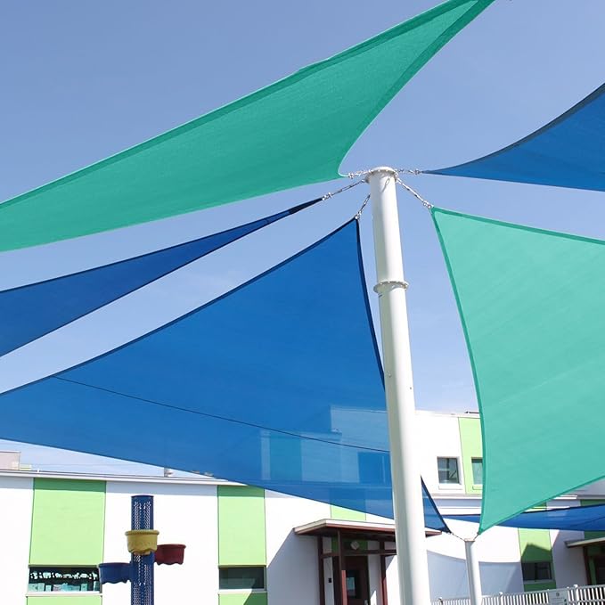 E&K Sunrise 17' x 17' x 17' Sun Shade Sail Triangle Canopy Shade Cover UV Block for Patio Backyard Garden Outdoor (Blue)