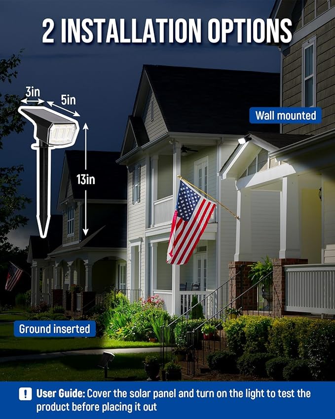 Solar Spot Lights Outdoor IP67 Waterproof 6 Pack, 63 LED 3 Modes Solar Landscape Spotlights for Yard Garden Pathway Wall House Garage (Cool White)