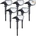 Biling Solar Spot Lights Outdoor, 2-in-1 Solar Landscape Lights 12 LED Bulbs Solar Powered Lights IP67 Waterproof Adjustable Wall Light for Patio Pathway Yard Garden Driveway Pool - White(6 Pack)