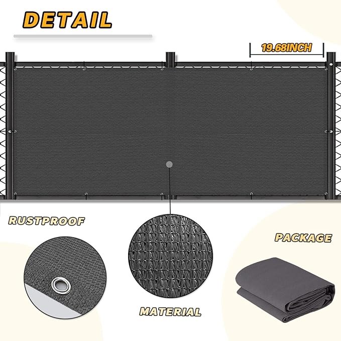 LOVE STORY Balcony Privacy Screen, 3'x11' Deck Shield Screen Fence Cover,UV Protection and Weather-Resistant,3 FT Height for Deck, Patio, Backyard, Outdoor Pool, Porch, Railing, Dark Grey
