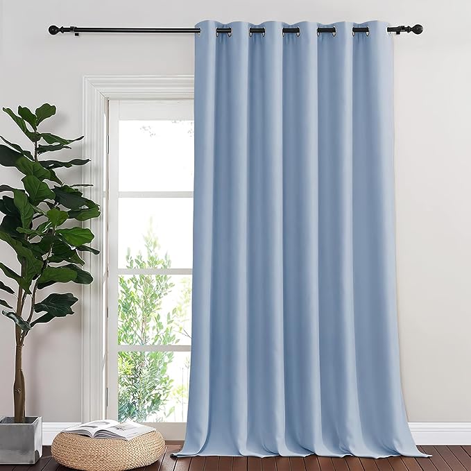 NICETOWN Blackout Curtains & Drapes - Privacy Thermal Efficiency Backdrop Curtains for Bedroom Room Divider Living Room Patio Sliding Glass Door, Wide 80 x Long 144 inch, Vintage Blue, 1 Panel